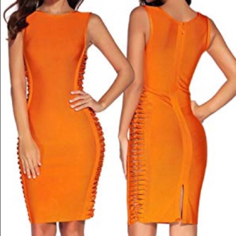 Side Weave Cut Out Bandage Bodycon Dress